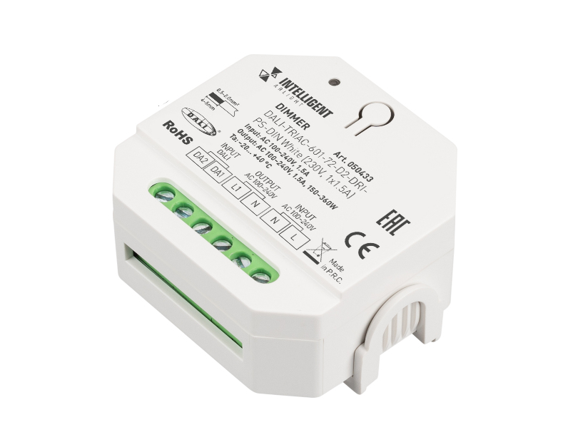 INTELLIGENT ARLIGHT Диммер DALI-TRIAC-601-72-D2-DRI-PS-DIN White (230V, 1x1.5A) (IARL, IP20 Пластик, 5 лет)