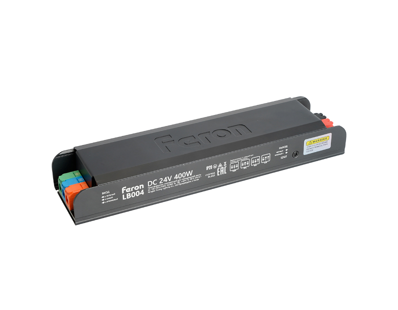 Трансформатор электронный для светодиодной ленты с плавным пуском и диммированием 400W 24V IP20, клипсы, LB004