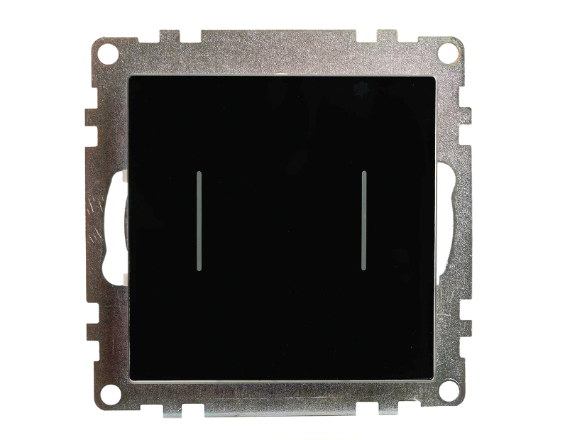 Выключатель 2-клавишный сенсорный (механизм) 250В, 5А, серия Катрин, черный