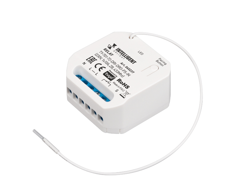 INTELLIGENT ARLIGHT Релейный модуль TY-701-72-DRI-DRO-PS-IN (230V, 1x10A, ZB, 433Mhz) (IARL, IP20 Пластик, 3 года)