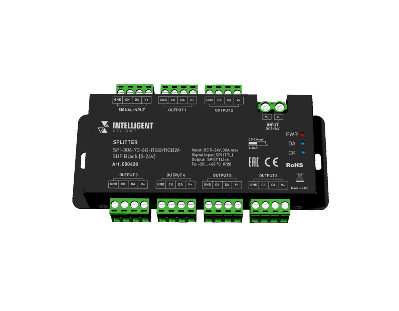 INTELLIGENT ARLIGHT Сплиттер SPI-306-73-6G-RGB/RGBW-SUF Black (5-24V) (IARL, IP20 Металл, 5 лет)