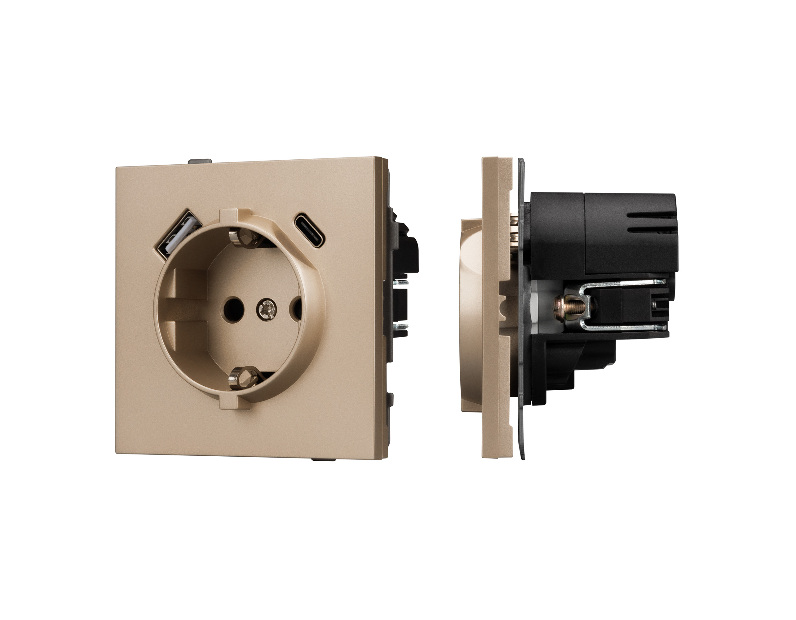 Механизм розетки с USB зарядкой SCT-TENDO-MUAC-PL-GD (230V, 16A) (Arlight, -)