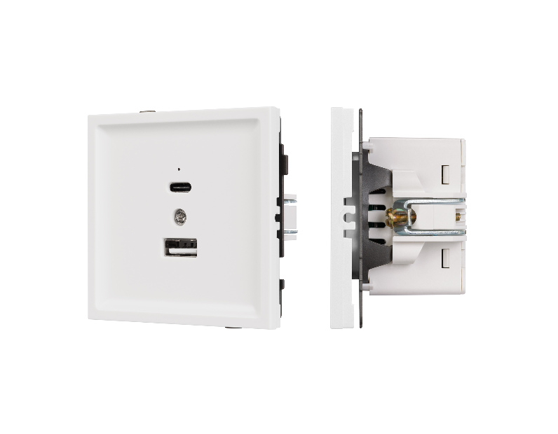 Механизм USB розетки SCT-TENDO-MUAC-PL-WH (5V, 3A, QC3) (Arlight, -)