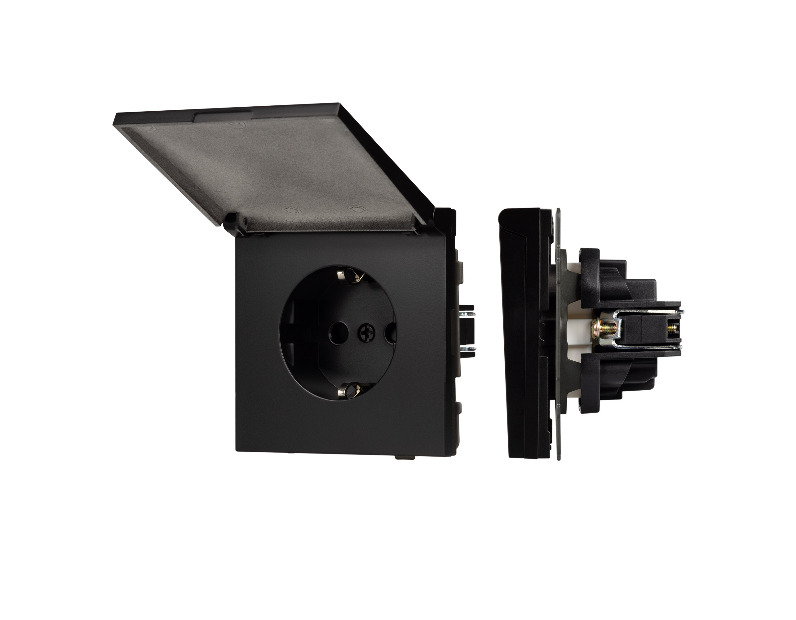 Механизм розетки влагозащищённый SCT-TENDO-MCP-PL-BK (230V, 16A) (Arlight, -)