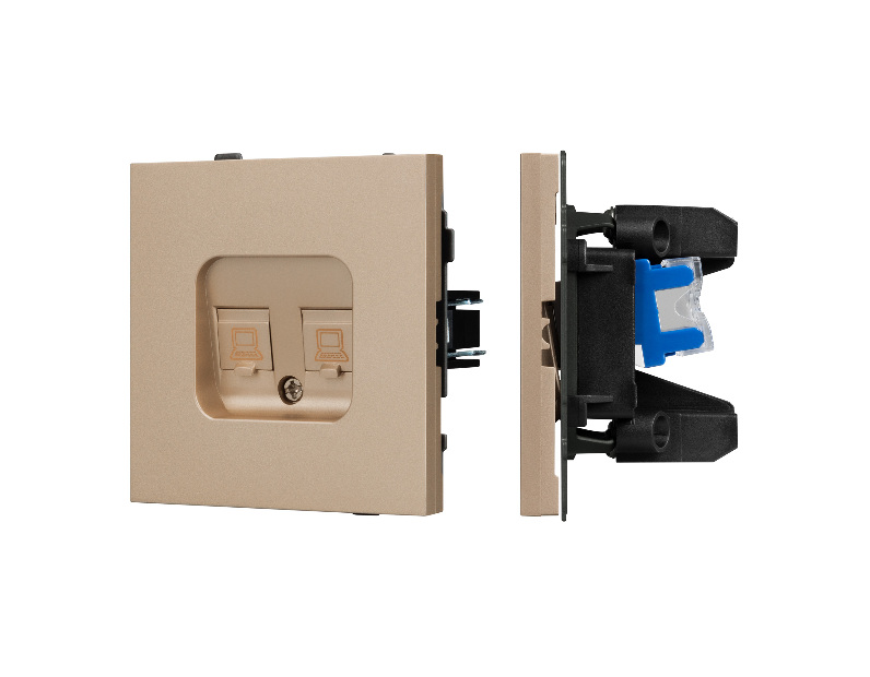 Механизм компьютерной розетки двойной SCT-TENDO-MPC2-PL-GD (RJ-45, CAT6) (Arlight, -)