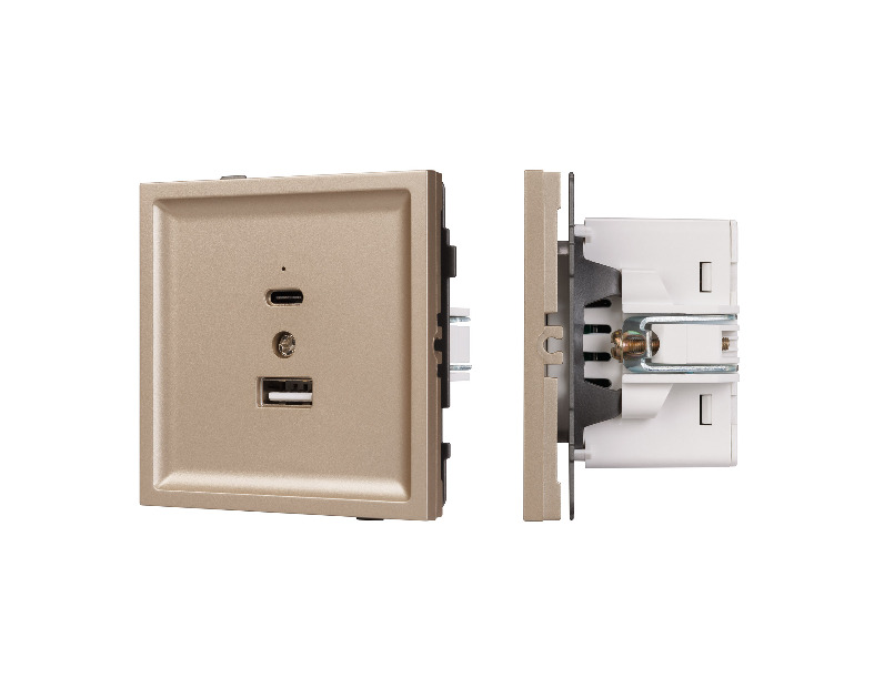 Механизм USB розетки SCT-TENDO-MUAC-PL-GD (5V, 3A, QC3) (Arlight, -)