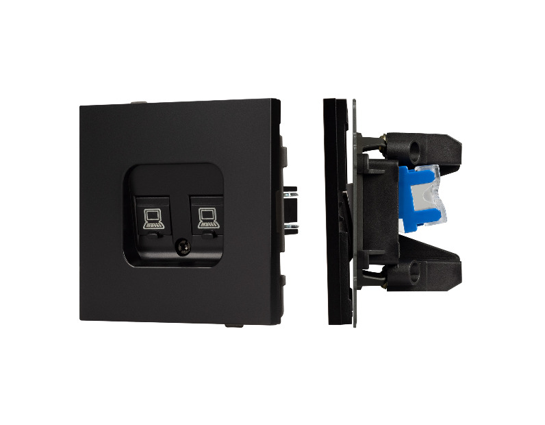 Механизм компьютерной розетки двойной SCT-TENDO-MPC2-PL-BK (RJ-45, CAT6) (Arlight, -)