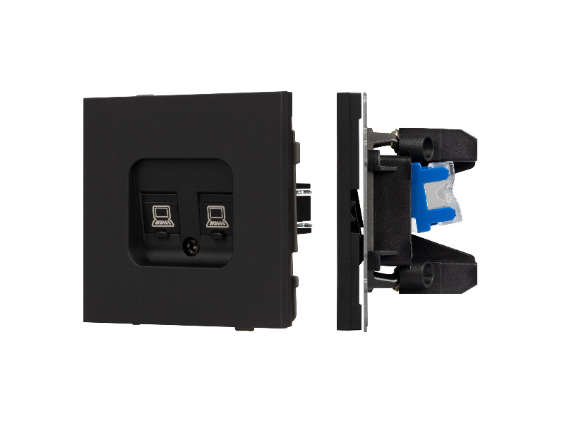 Механизм компьютерной розетки двойной SCT-TENDO-MPC2-SFPL-BK (RJ-45, CAT6) (Arlight, -)