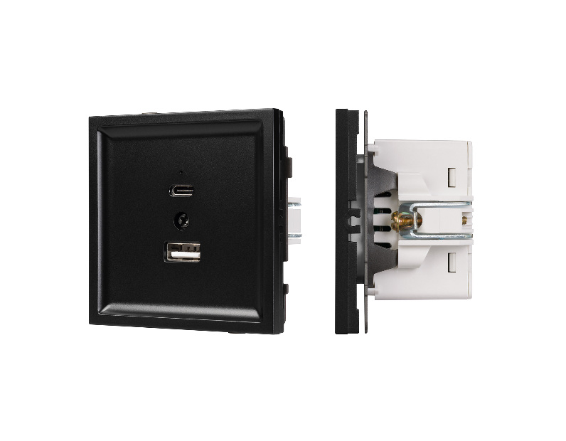 Механизм USB розетки SCT-TENDO-MUAC-PL-BK (5V, 3A, QC3) (Arlight, -)