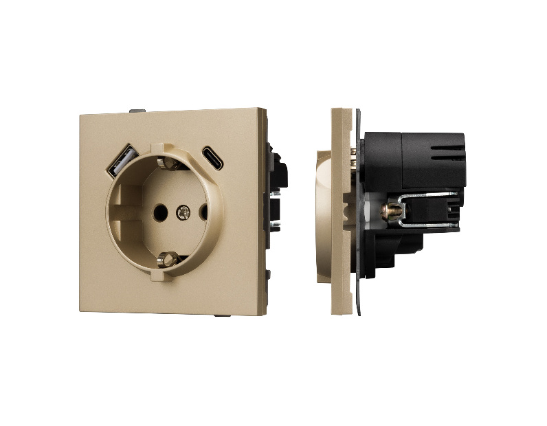 Механизм розетки с USB зарядкой SCT-TENDO-MUAC-SFPL-GD (230V, 16A) (Arlight, -)