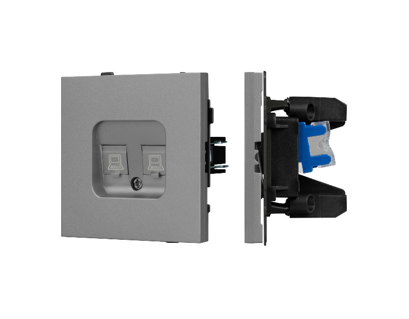 Механизм компьютерной розетки двойной SCT-TENDO-MPC2-PL-GR (RJ-45, CAT6) (Arlight, -)