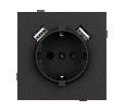 Механизм розетки с USB зарядкой SCT-TENDO-MUAA-SFPL-BK (230V, 16A) (Arlight, -)
