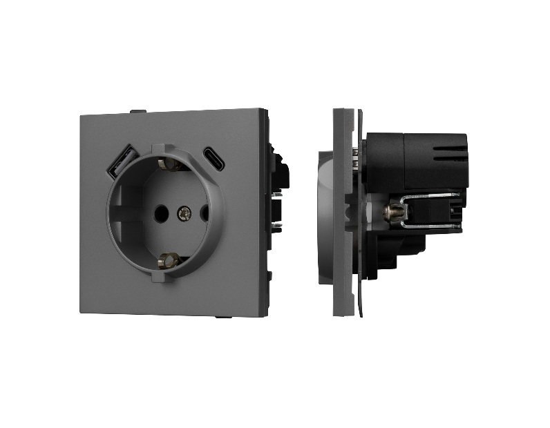 Механизм розетки с USB зарядкой SCT-TENDO-MUAC-SFPL-GR (230V, 16A) (Arlight, -)