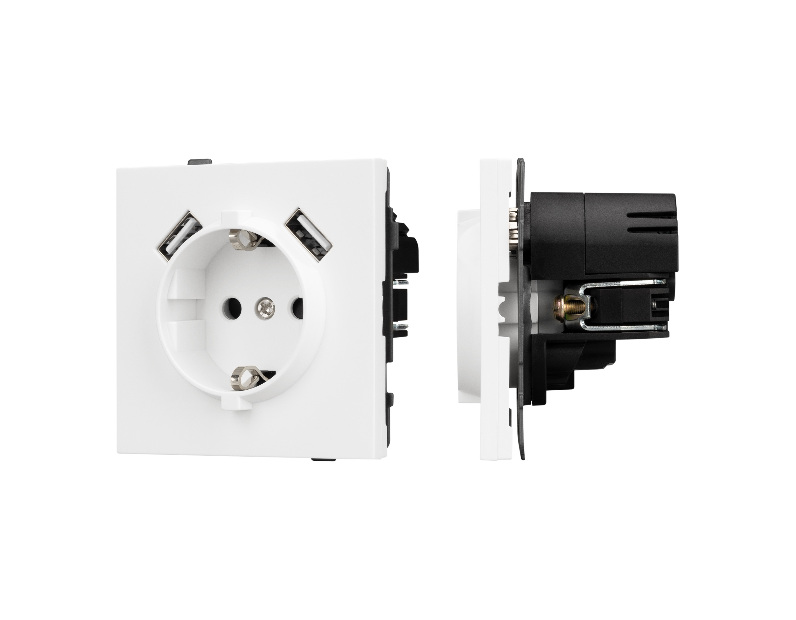 Механизм розетки с USB зарядкой SCT-TENDO-MUAA-PL-WH (230V, 16A) (Arlight, -)