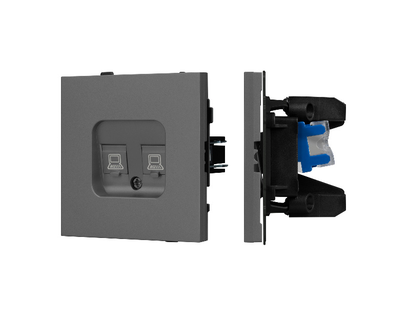 Механизм компьютерной розетки двойной SCT-TENDO-MPC2-SFPL-GR (RJ-45, CAT6) (Arlight, -)