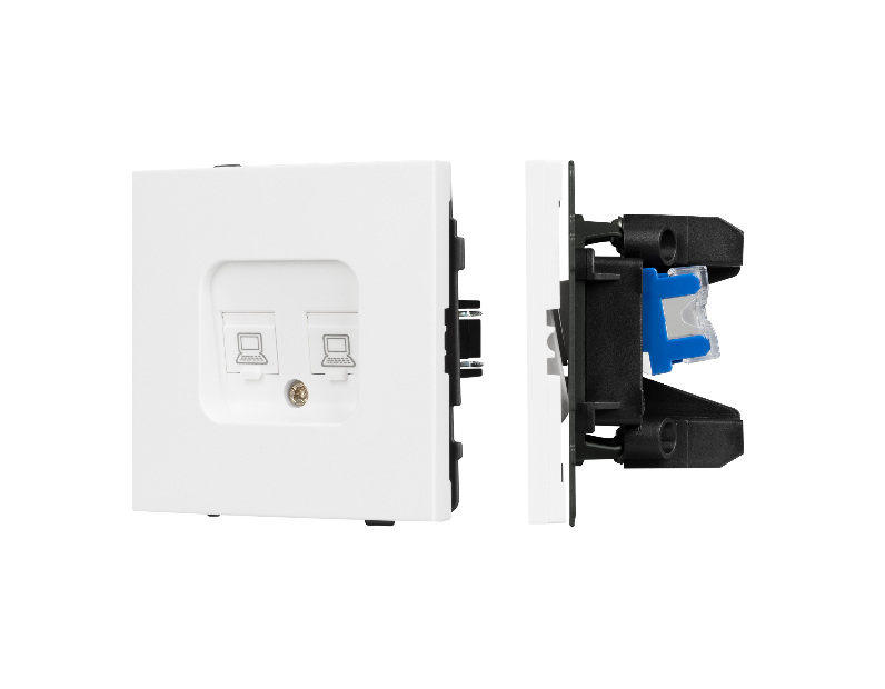 Механизм компьютерной розетки двойной SCT-TENDO-MPC2-PL-WH (RJ-45, CAT6) (Arlight, -)