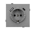 Механизм розетки с USB зарядкой SCT-TENDO-MUAC-PL-GR (230V, 16A) (Arlight, -)