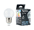 Лампа светодиодная Feron LB-385 Шарик 6400K прозрачный E27 1W 230V