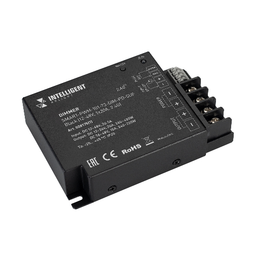 INTELLIGENT ARLIGHT Диммер SMART-PWM-101-73-DIM-PD-SUF Black (12-48V, 1x20A, 2.4G) (IARL, IP20 Металл, 5 лет) 028175(1)