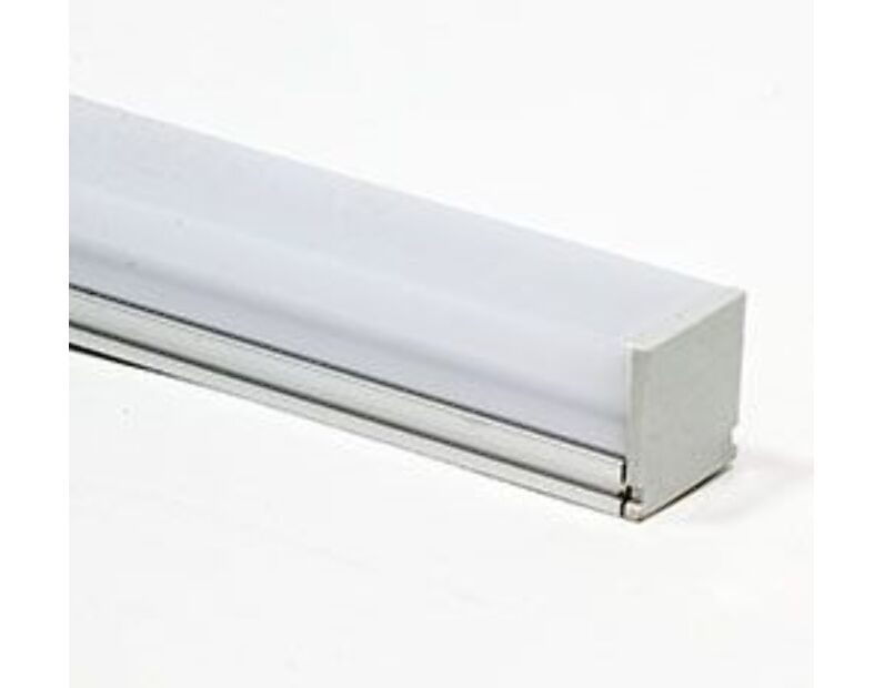Профиль алюминиевый накладной с заглушками, c квадратной крышкой, серебро, CAB275 10295