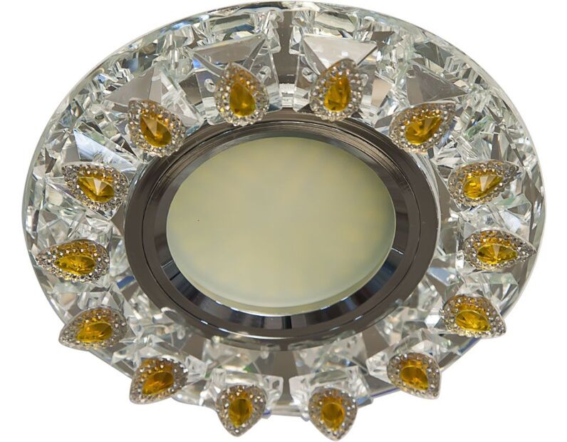 Светильник встраиваемый с белой LED подсветкой Feron CD55A потолочный MR16 G5.3 прозрачно-желтый 28564