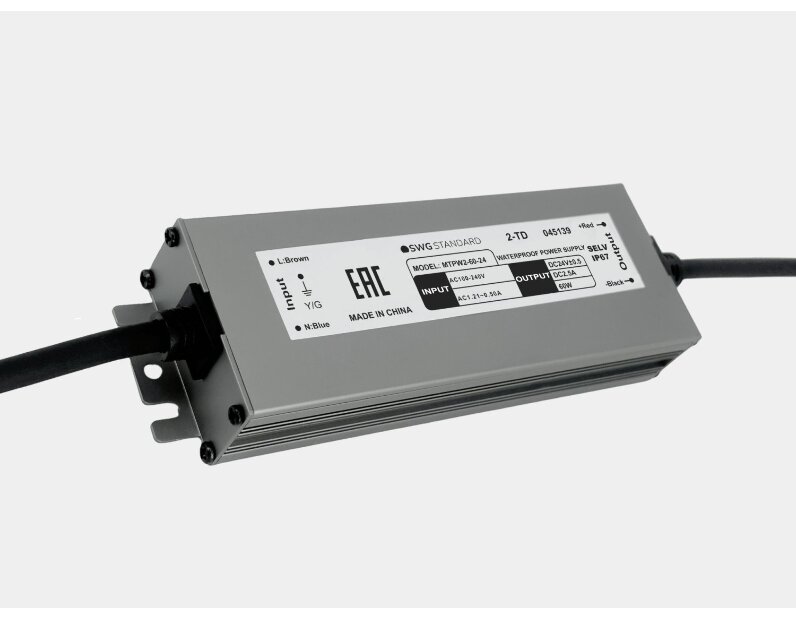 Блок питания для светодиодных лент 24 В, 60 Вт, IP67, MTPW2-60-24