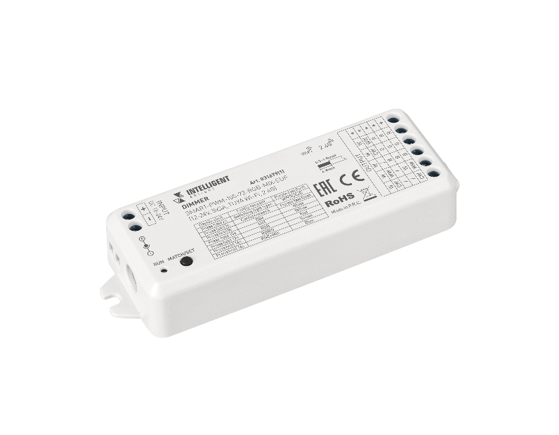 INTELLIGENT ARLIGHT Диммер SMART-PWM-105-72-RGB-MIX-SUF (12-24V, 5x3A, TUYA Wi-Fi, 2.4G) (IARL, IP20 Пластик, 5 лет)