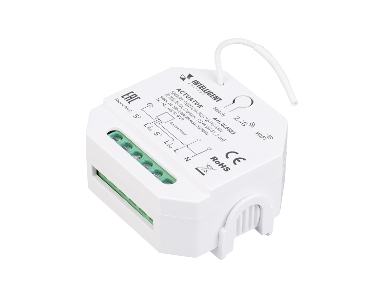 INTELLIGENT ARLIGHT Актуатор SMART-SWITCH-702-72-PS-DIN (230V, 2x1A, Curtain, TUYA Wi-Fi, 2.4G) (IARL, IP20 Пластик, 5 лет)
