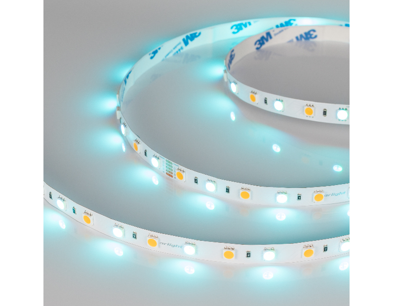 Лента RT-B60-10mm 24V RGBW-Warm (14.4 W/m, IP20, 5m) (Arlight, Открытый)