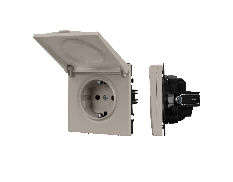 Механизм розетки влагозащищённый SCT-NOBE-MCP-SFPL-CA (230V, 16A) (Arlight, -)