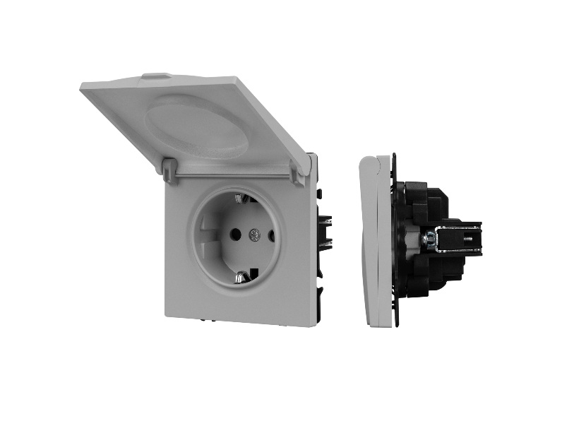 Механизм розетки влагозащищённый SCT-NOBE-MCP-SFPL-IS (230V, 16A) (Arlight, -)