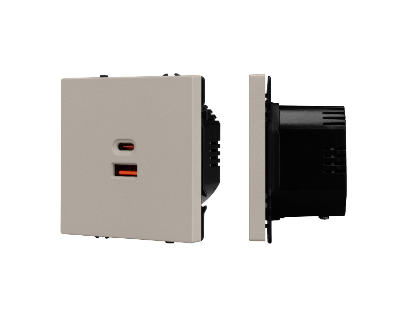 Механизм розетки с быстрой USB зарядкой SCT-NOBE-MUAC-SFPL-FC-CA (65W, QC3) (Arlight, -)