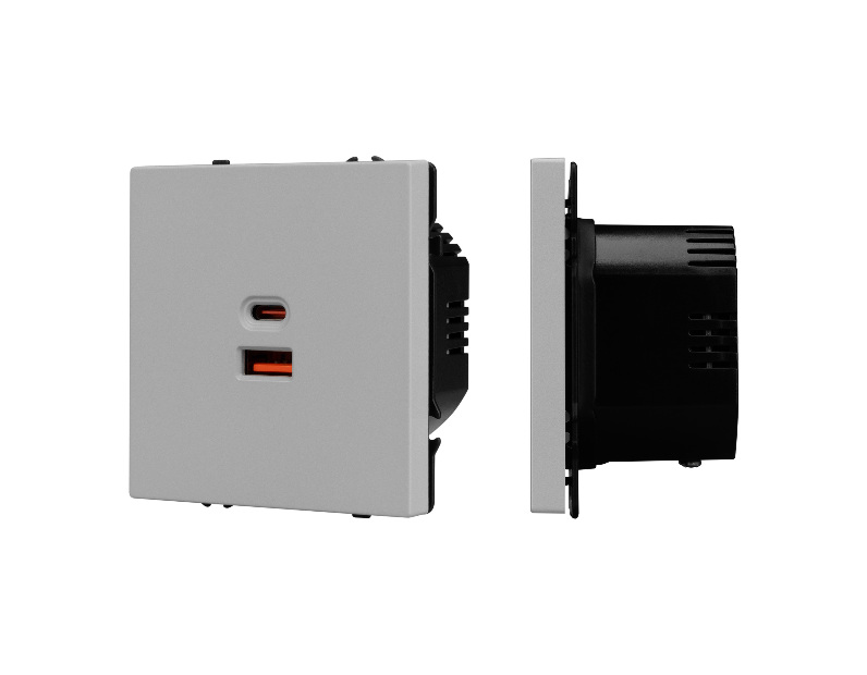 Механизм розетки с быстрой USB зарядкой SCT-NOBE-MUAC-SFPL-FC-IS (65W, QC3) (Arlight, -)
