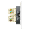 Розетка компьютерная 2-местная RJ-45 (механизм), STEKKER,  серия Мия, RST00-3111-01, белая магнолия