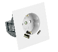 Розетка 1-местная з/ш с/з 16А + USB + Type C (механизм), STEKKER, 250В, 20W, серия Мия, RST16-3119-01, белая магнолия
