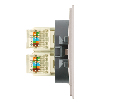 Розетка компьютерная 2-местная RJ-45 (механизм), STEKKER,  серия Мия, RST00-3111-08, пудровый жемчуг