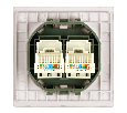 Розетка компьютерная 2-местная RJ-45 (механизм), STEKKER,  серия Мия, RST00-3111-08, пудровый жемчуг