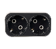 Разветвитель сетевой 2-местный с/з STEKKER ADP16-22-20 250V, 16A, ABS огнеустойчивый пластик, черный