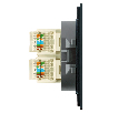 Розетка компьютерная 2-местная RJ-45 (механизм), STEKKER,  серия Мия, RST00-3111-05, черный бархат