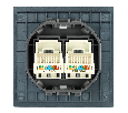 Розетка компьютерная 2-местная RJ-45 (механизм), STEKKER,  серия Мия, RST00-3111-05, черный бархат