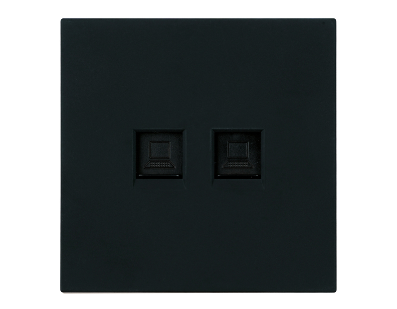 Розетка компьютерная 2-местная RJ-45 (механизм), STEKKER,  серия Мия, RST00-3111-05, черный бархат
