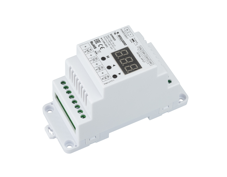 INTELLIGENT ARLIGHT Диммер SMART-DALI-104-62-ADDR-RGBW-DT6/DT8-PD-DIN White (12-48V, 4x5А)  (IARL, IP20 Пластик, 5 лет)