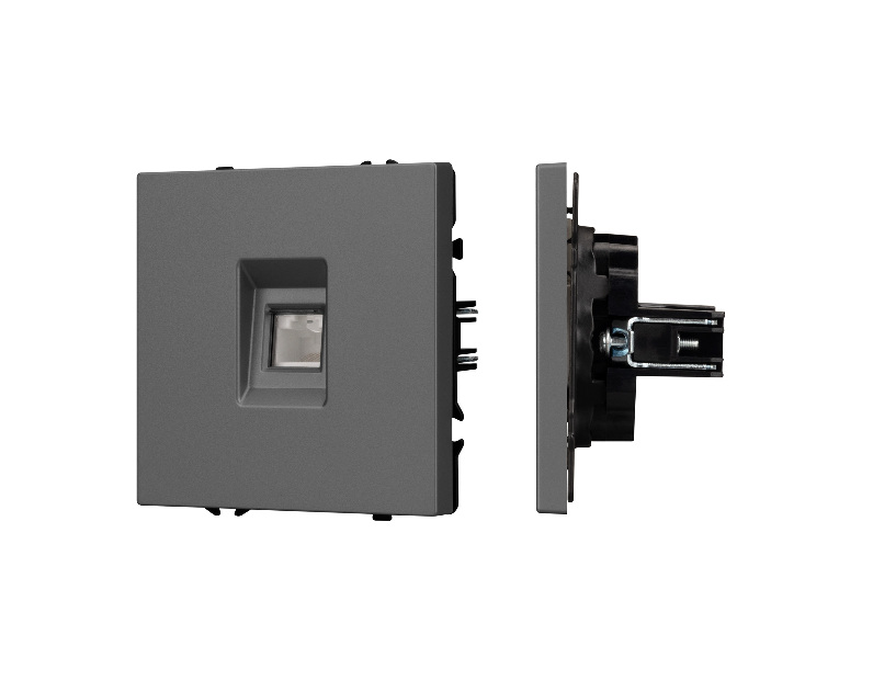 Механизм телефонной розетки SCT-NOBE-MTL1-SFPL-GR (RJ-11, 4C) (Arlight, Серый базальт)