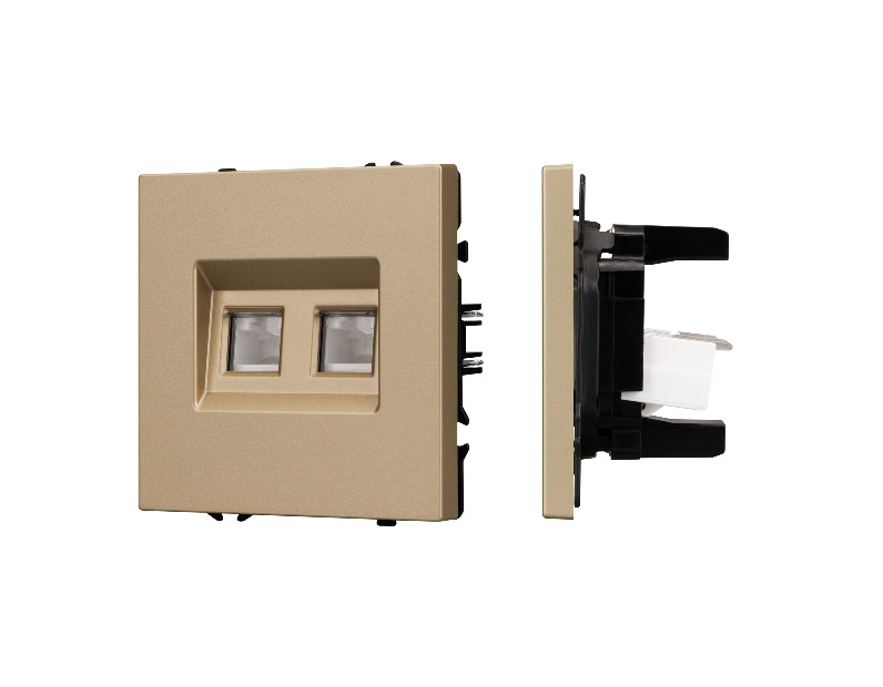 Механизм сдвоенной телефонной розетки SCT-NOBE-MTL2-SFPL-GD (RJ-11, 4C) (Arlight, Золотой песок)