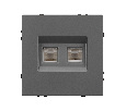 Механизм сдвоенной телефонной розетки SCT-NOBE-MTL2-SFPL-GR (RJ-11, 4C) (Arlight, Серый базальт)