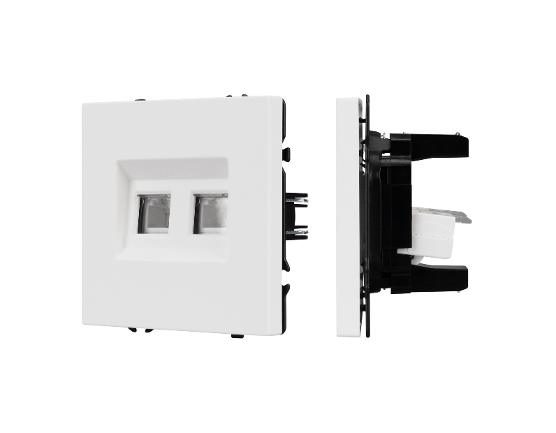 Механизм сдвоенной телефонной розетки SCT-NOBE-MTL2-SFPL-WH (RJ-11, 4C) (Arlight, Белый кварц)