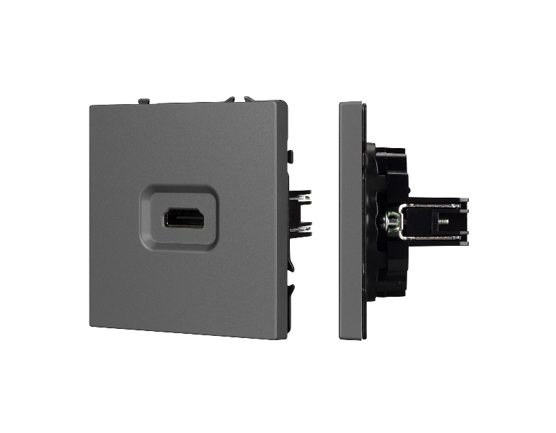 Механизм HDMI розетки SCT-NOBE-MHD1-SFPL-GR (Arlight, Серый базальт)