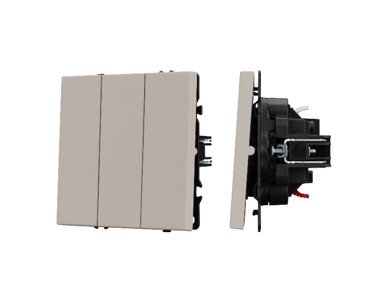 Механизм выключателя трехклавишный непроходной SWT-NOBE-MK03-SFPL-CA (230V, 10A) (Arlight, Кашемир)
