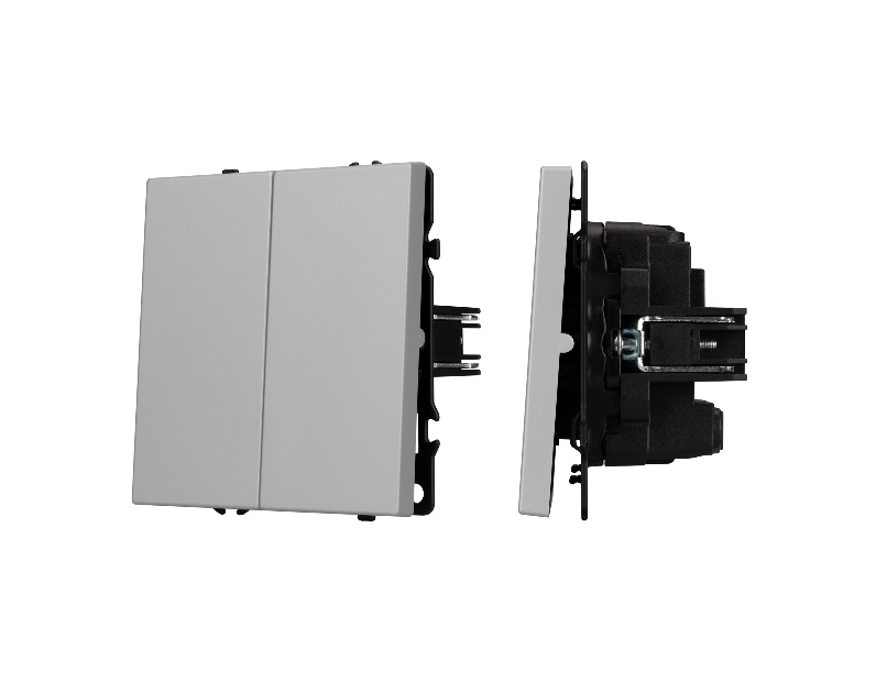 Механизм выключателя двухклавишный перекрёстный SWT-NOBE-MKX2-SFPL-IS (230V, 10A) (Arlight, Никель)