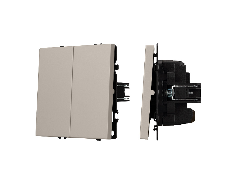 Механизм выключателя двухклавишный перекрёстный SWT-NOBE-MKX2-SFPL-CA (230V, 10A) (Arlight, Кашемир)